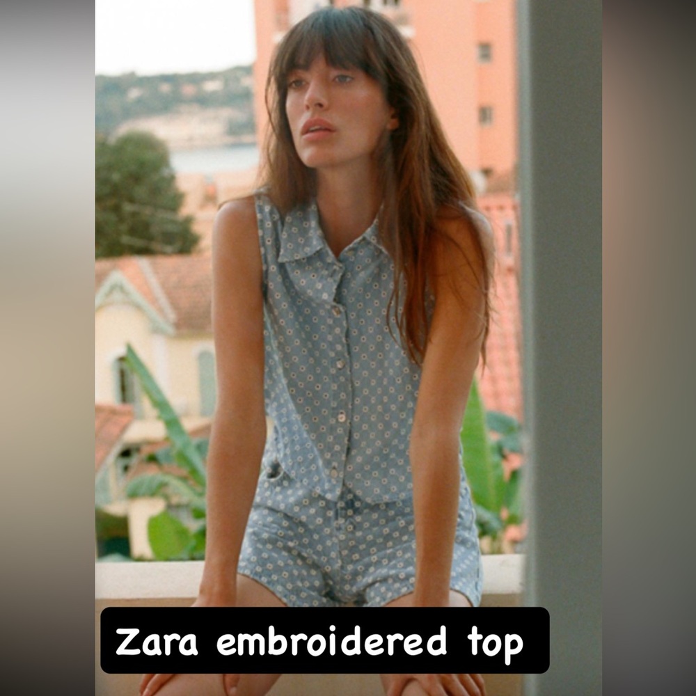 Zara Blue Embroidered Top
